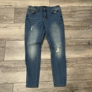 True Religion Jeans Womens Size 32 Curvy Mid Rise Skinny Dark Wash Blue Jennie